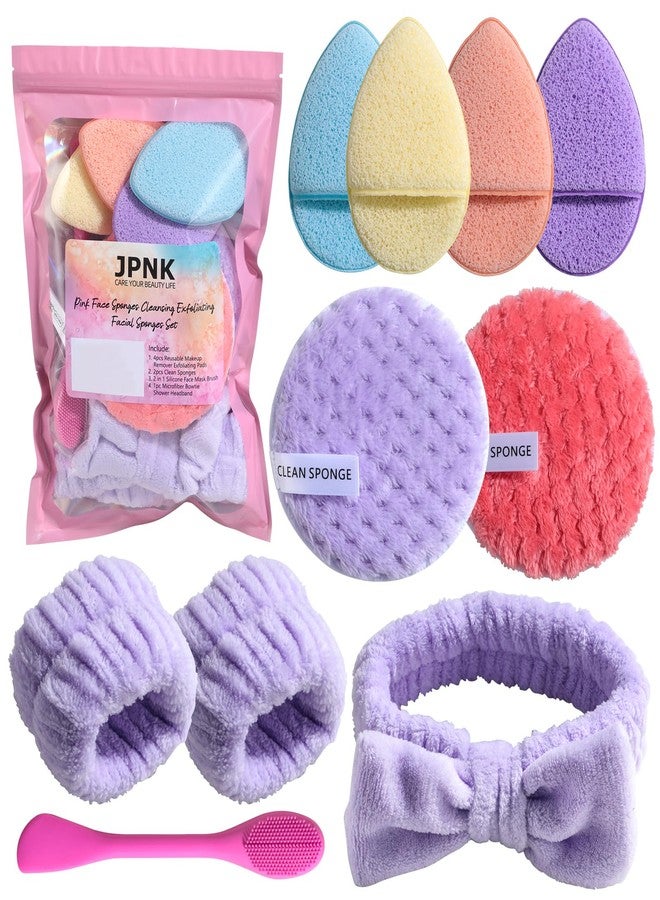 JPNK Face Sponges Cleansing Exfoliating Facial Sponges for Facial Mask Tools Removing and Makeup Remover Pads Set (Pink) - Image 1